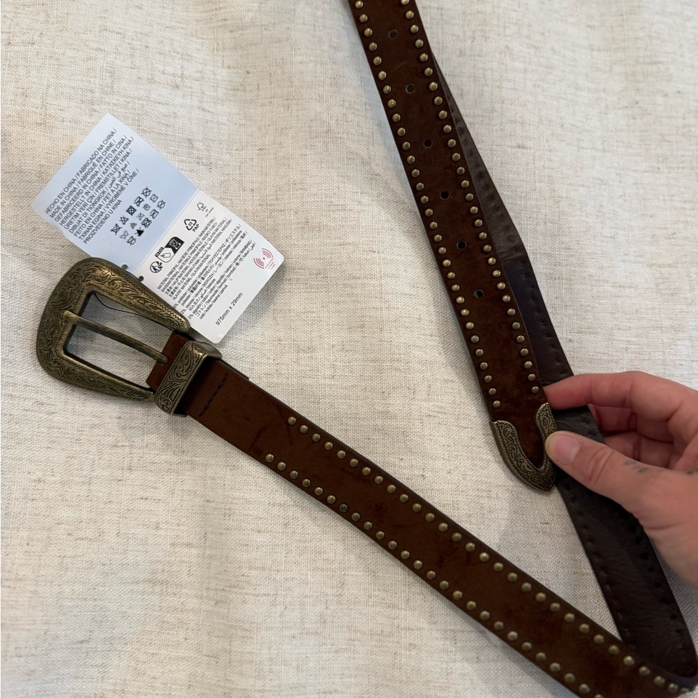 Brown Studded Leather Belt (brand new never worn)